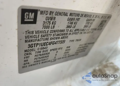 2015 GMC Sierra C1500 Sle from USA, damaged, VIN 3GTP1UEC4FG477329